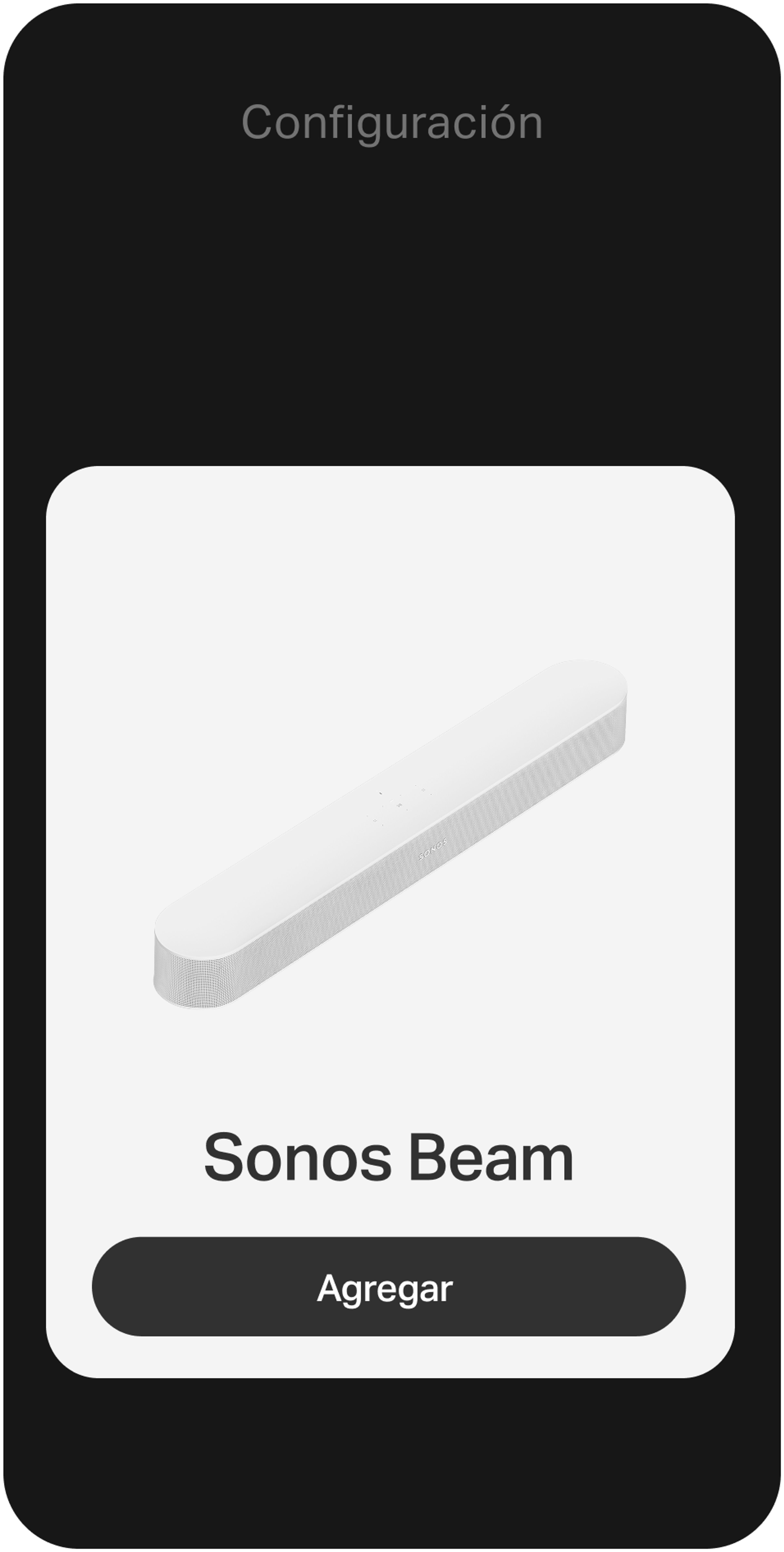 Un smartphone que muestra la configuración usando la app Sonos