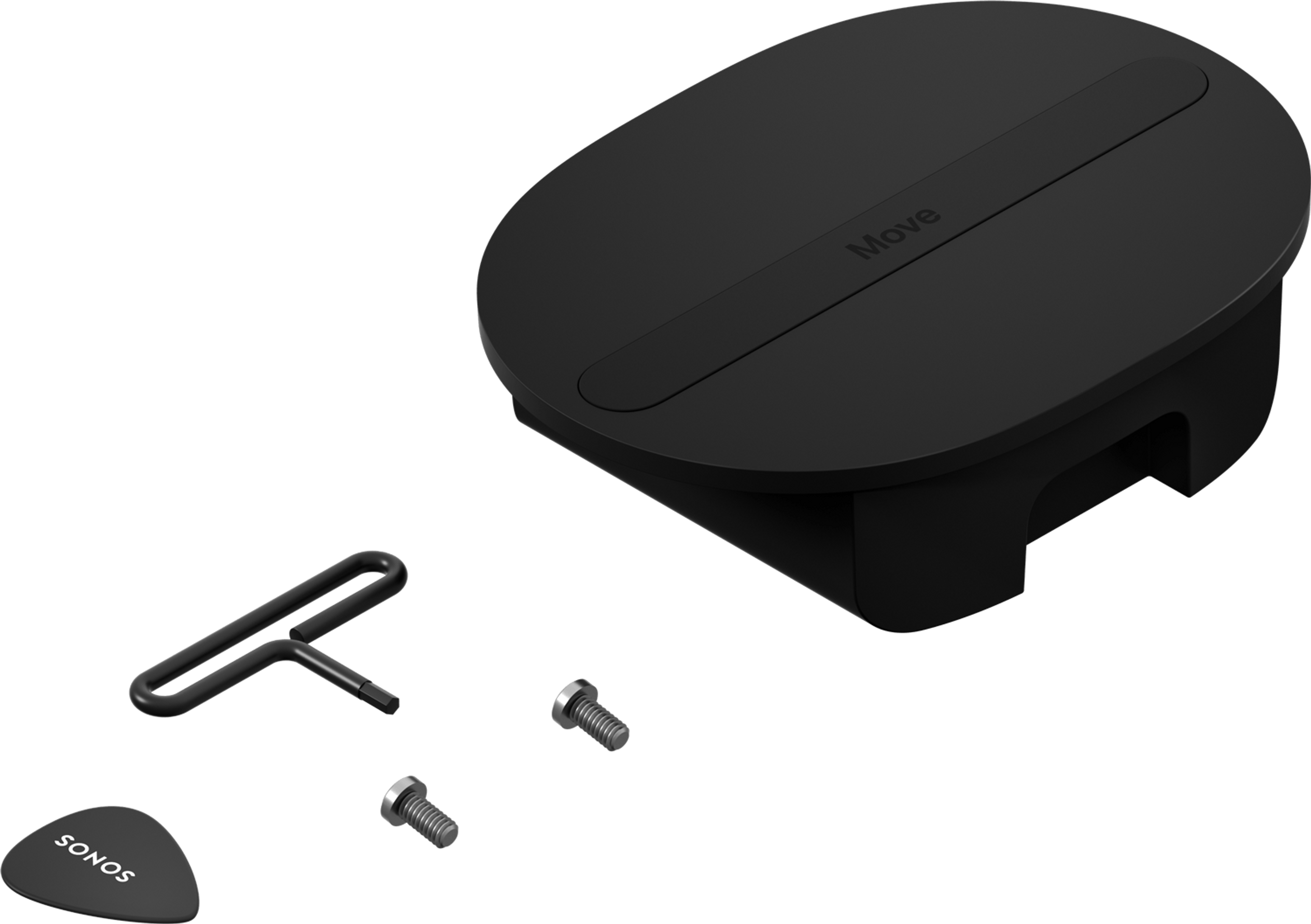 Imagen del kit de batería de reemplazo para Sonos Move 2 en negro con la llave Allen y los tornillos de montaje incluidos