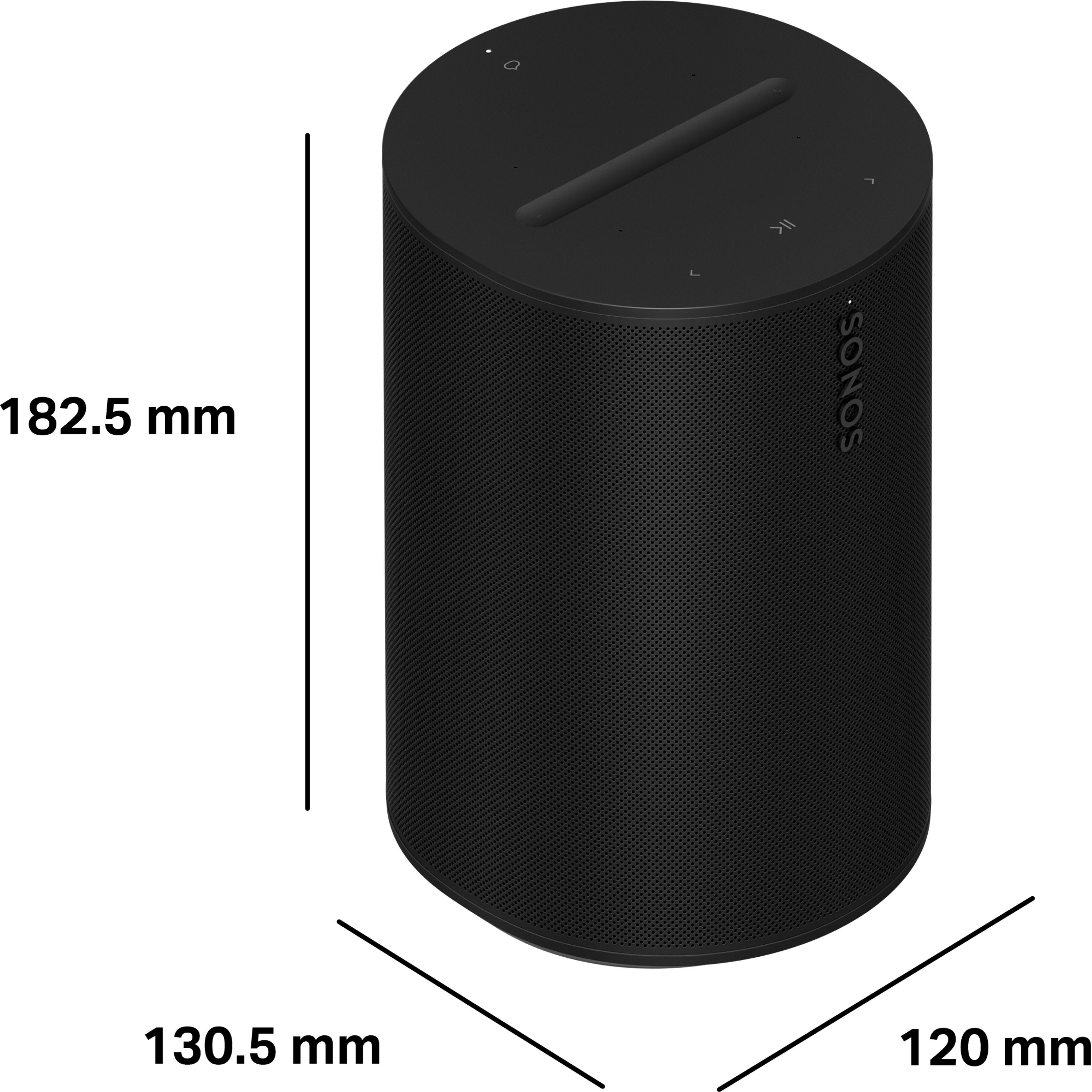 Sonos Era 100寸法:高さ182.5mm、幅120mm、奥行き130.5mm