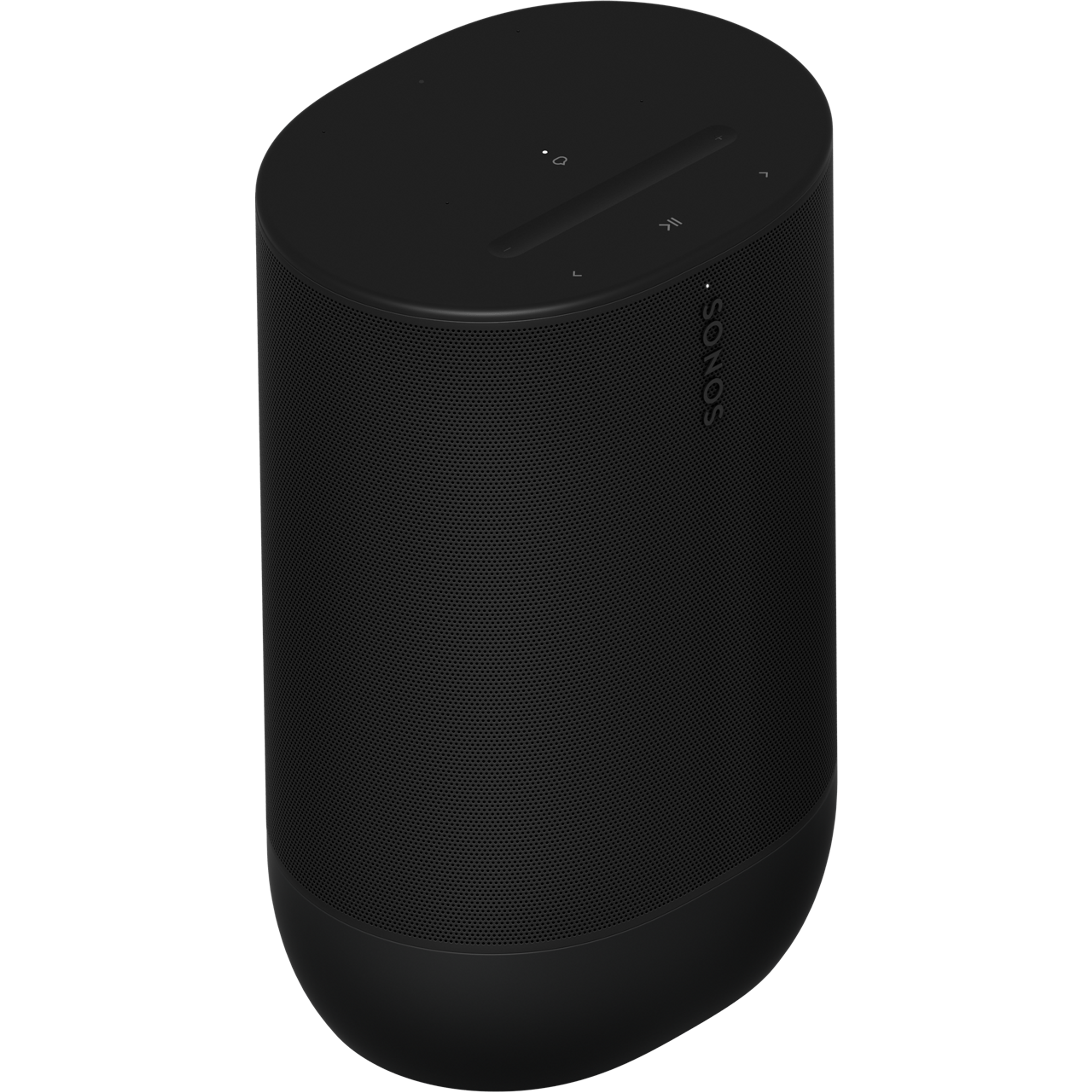 Immagine della parte superiore e anteriore di un Sonos Move 2 nero inclinato