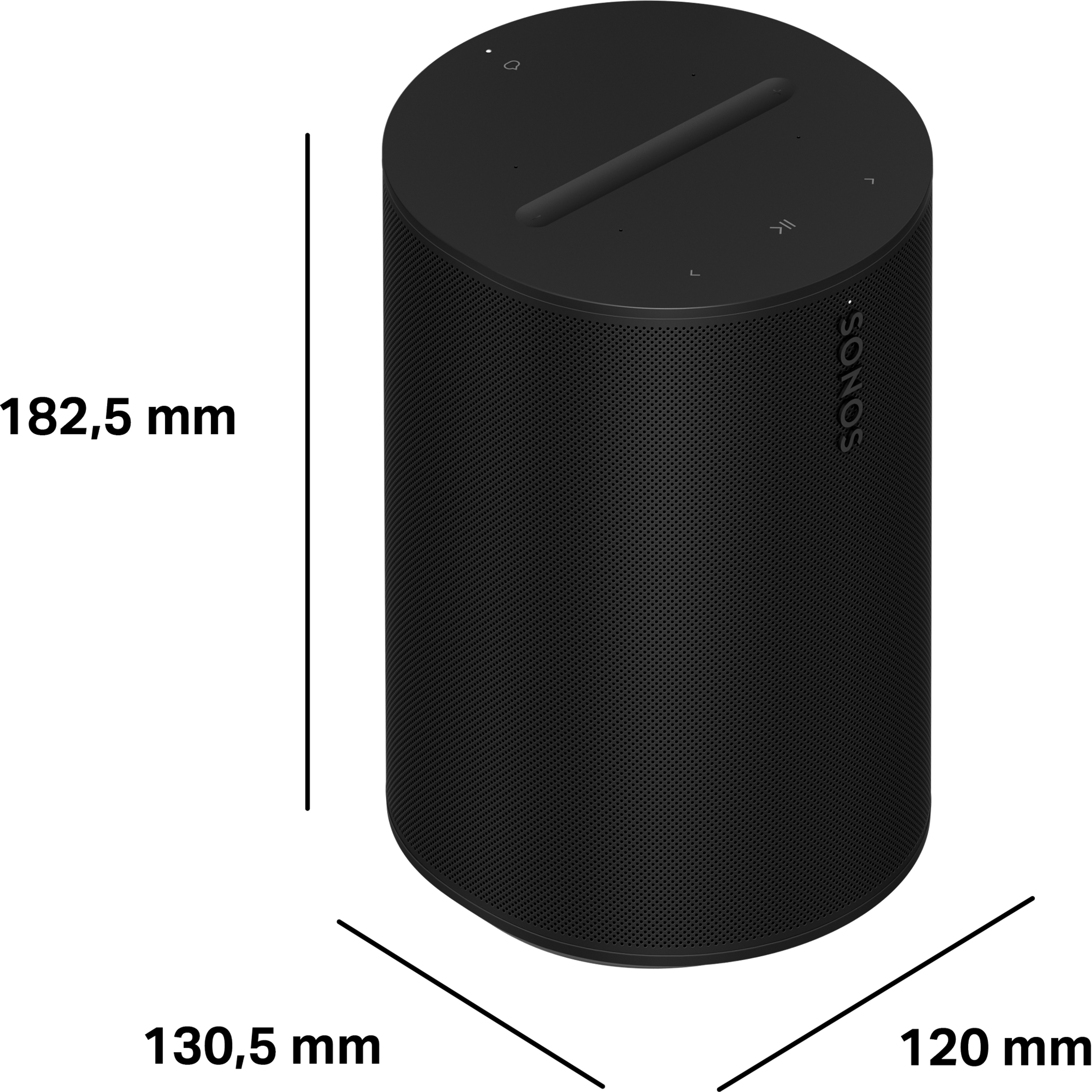 Dimensioni di Era 100: 182,5 mm di altezza, 120 mm di larghezza e 130,5 mm di profondità.